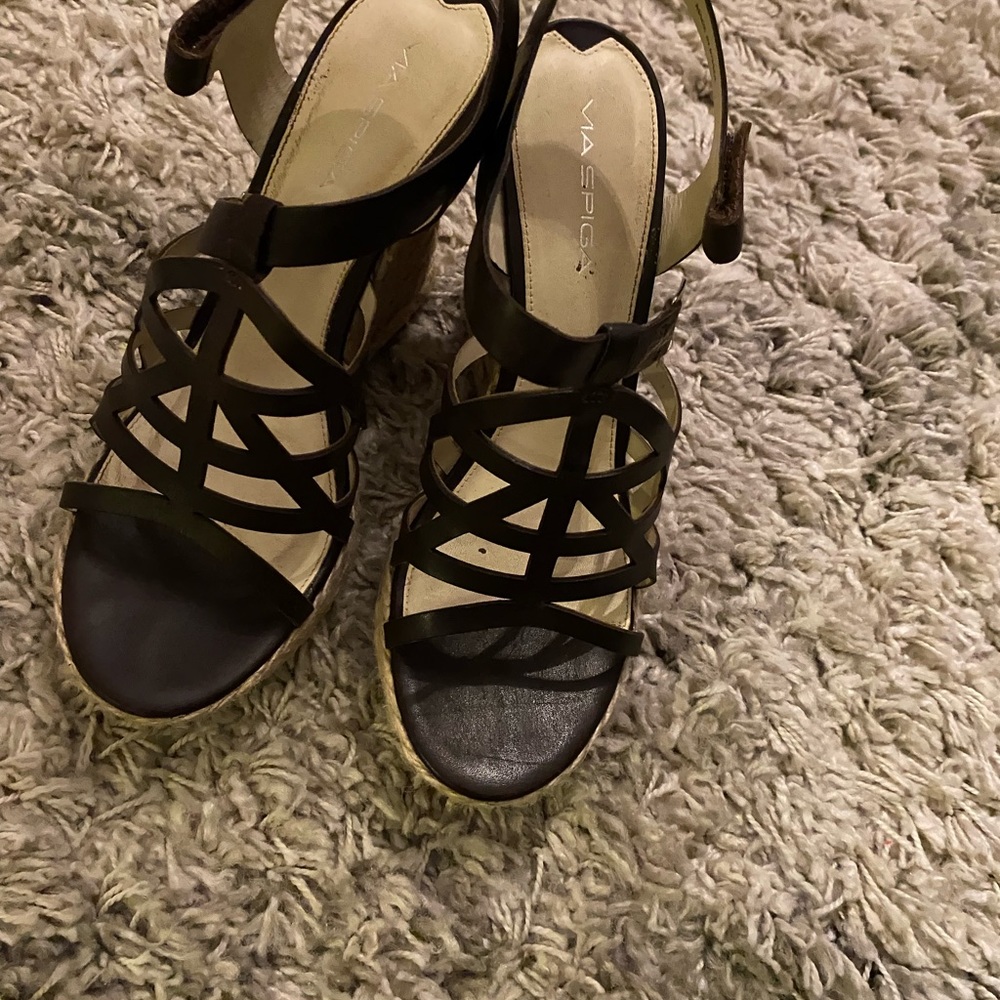 Espadrilles brown wedges heels size 9